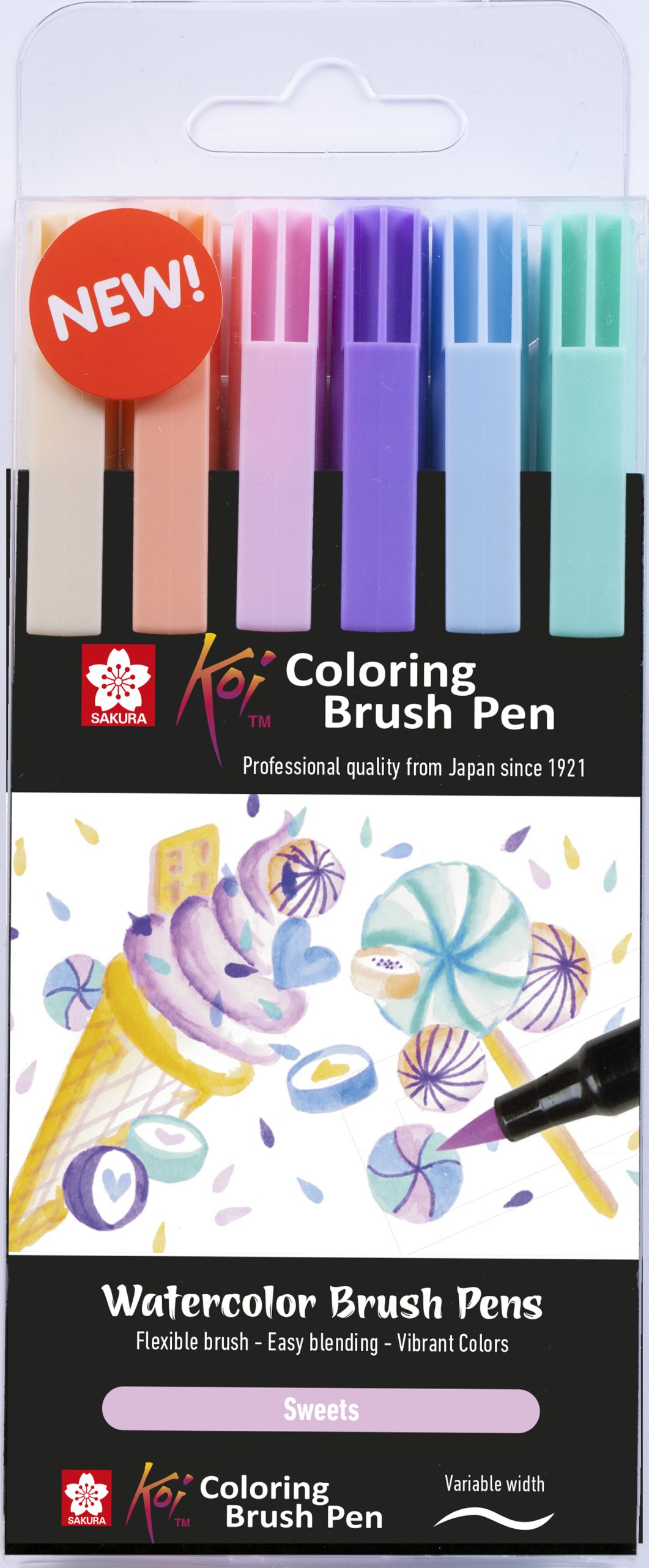 SAKURA-POXBR6C-8712079448691 SAKURA Brush Pen Koi POXBR6C Sweets Set 6 Stück – Bild 1
