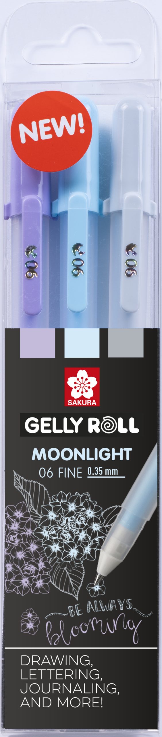 SAKURA-POXPGBMOO3E-8712079448820 SAKURA Gelly Roll 0.7mm POXPGBMOO3E Moonlight Calm, ass. 3 Stück – Bild 1