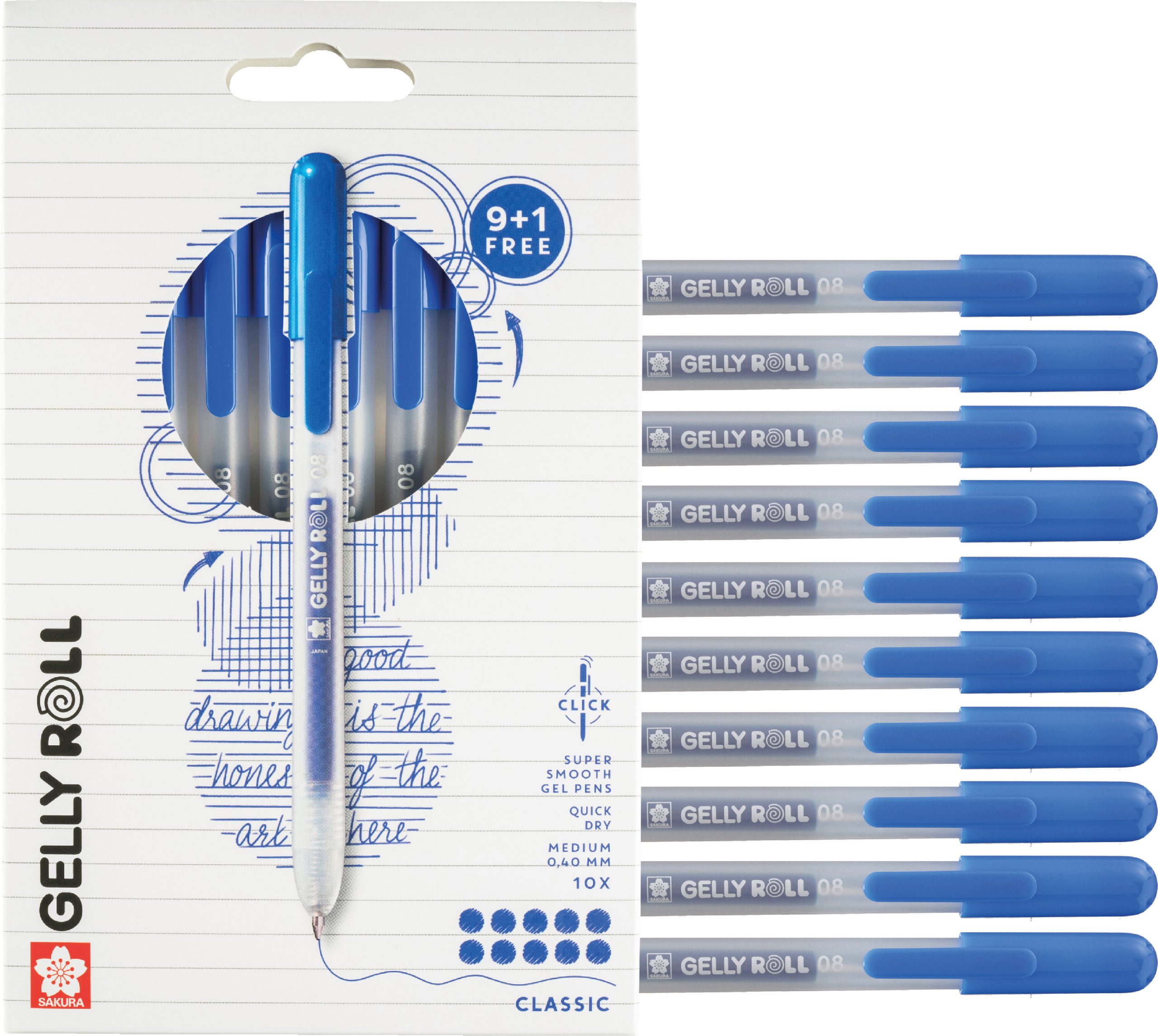 SAKURA-PXGBRACL10A-8712079543167 SAKURA Gelly Roll 0.8mm PXGBRACL10A blau 10 Stück – Bild 1
