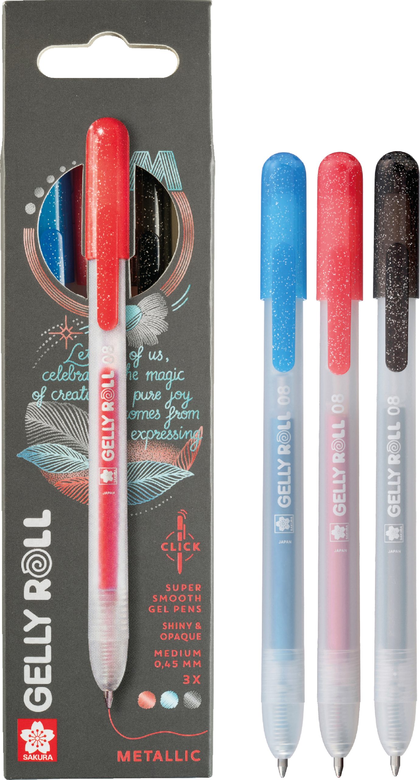 SAKURA-PXGBRAMET3A-8712079543181 SAKURA Gelly Roll 0.8mm PXGBRAMET3A Metallic, ass. 3 Stück – Bild 1