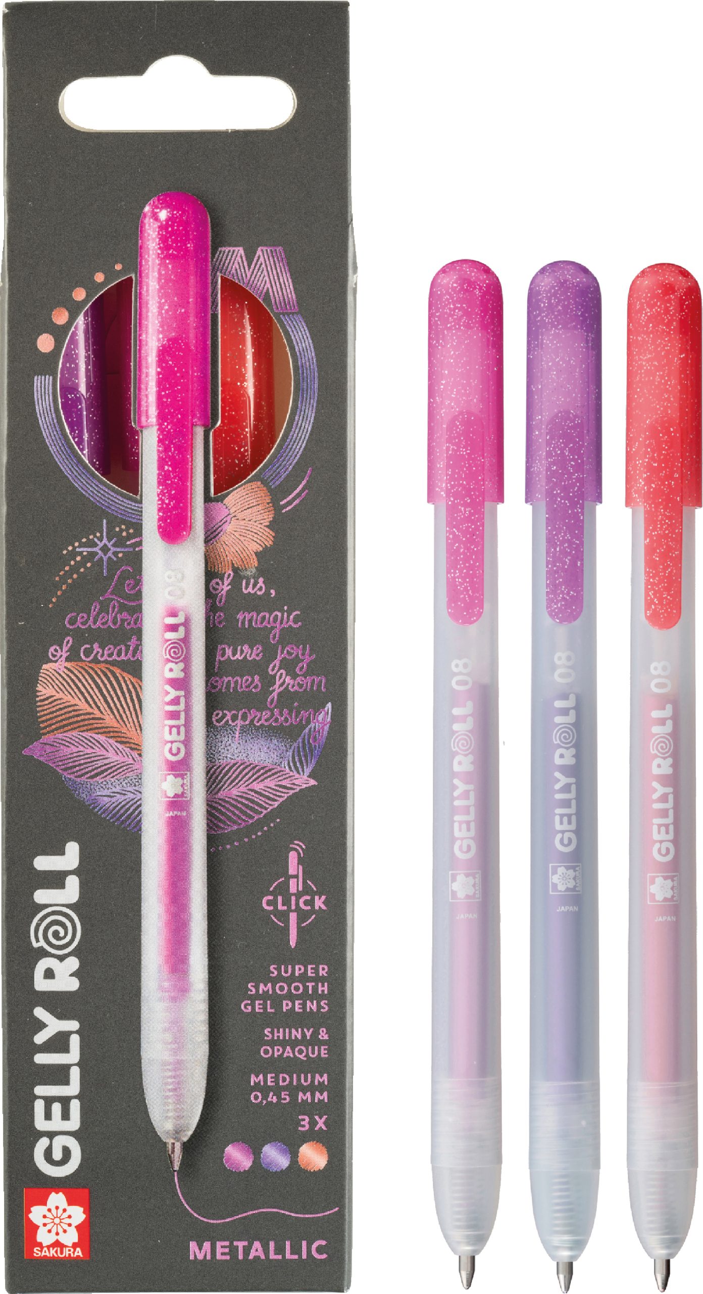 SAKURA-PXGBRAMET3C-8712079543204 SAKURA Gelly Roll 0.8mm PXGBRAMET3C Metallic, ass. 3 Stück – Bild 1