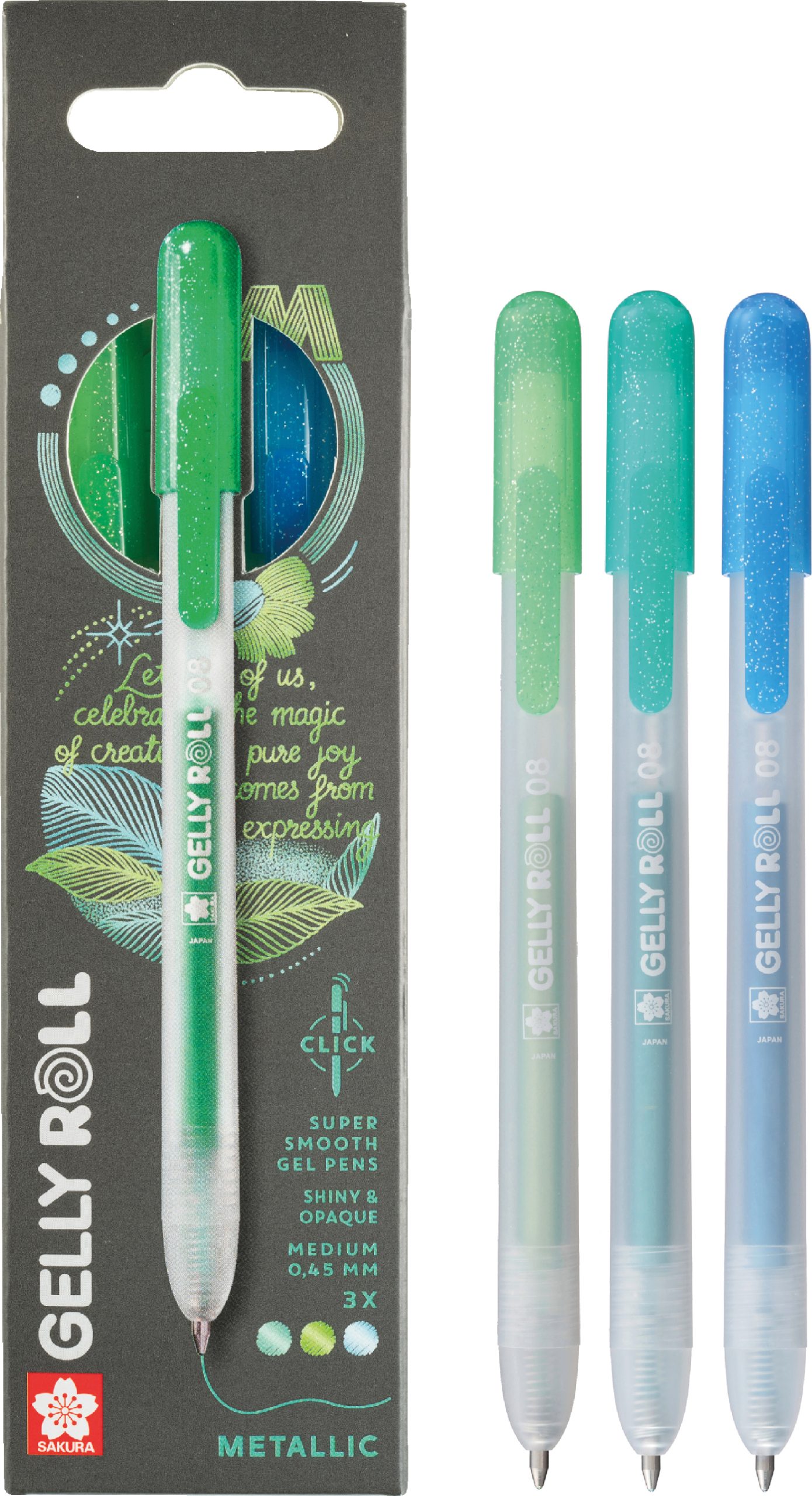 SAKURA-PXGBRAMET3D-8712079543211 SAKURA Gelly Roll 0.8mm PXGBRAMET3D Metallic, ass. 3 Stück – Bild 1
