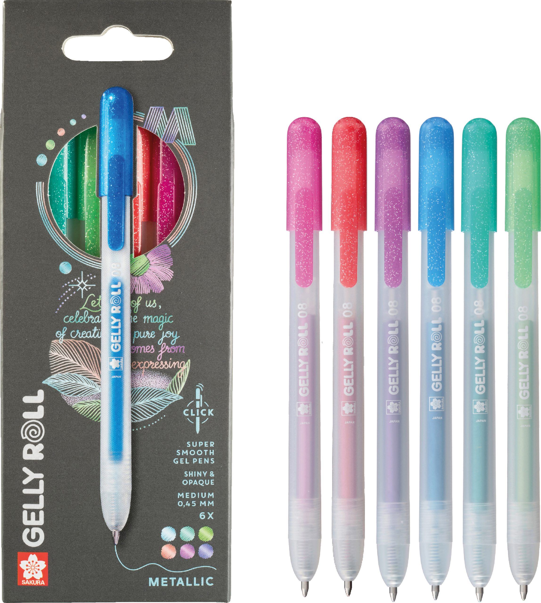 SAKURA-PXGBRAMET6-8712079543228 SAKURA Gelly Roll 0.8mm PXGBRAMET6 Metallic, ass. 6 Stück – Bild 1