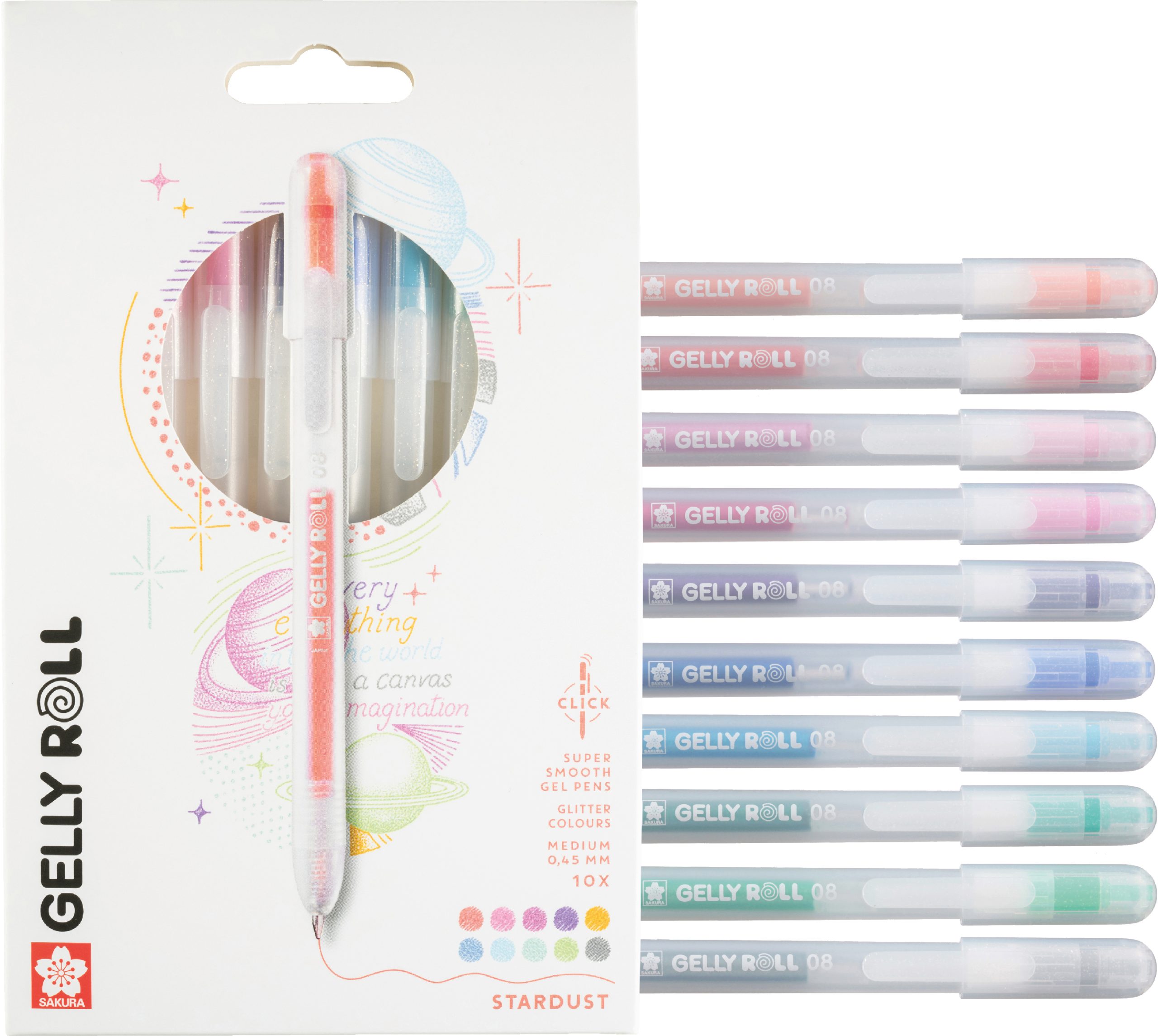 SAKURA-PXGBRASTA10-8712079543297 SAKURA Gelly Roll 0.8mm PXGBRASTA10 Stardust, ass. 10 Stück – Bild 1