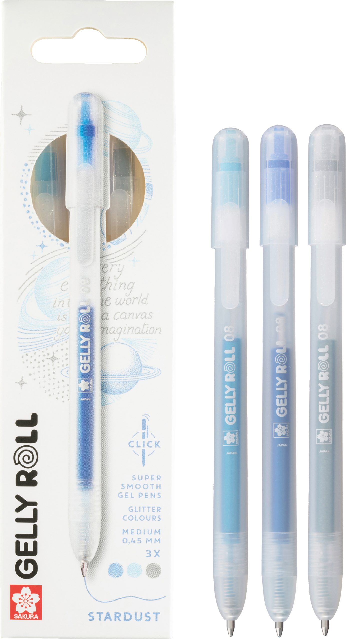 SAKURA-PXGBRASTA3D-8712079543273 SAKURA Gelly Roll 0.8mm PXGBRASTA3D Stardust, ass. 3 Stück – Bild 1