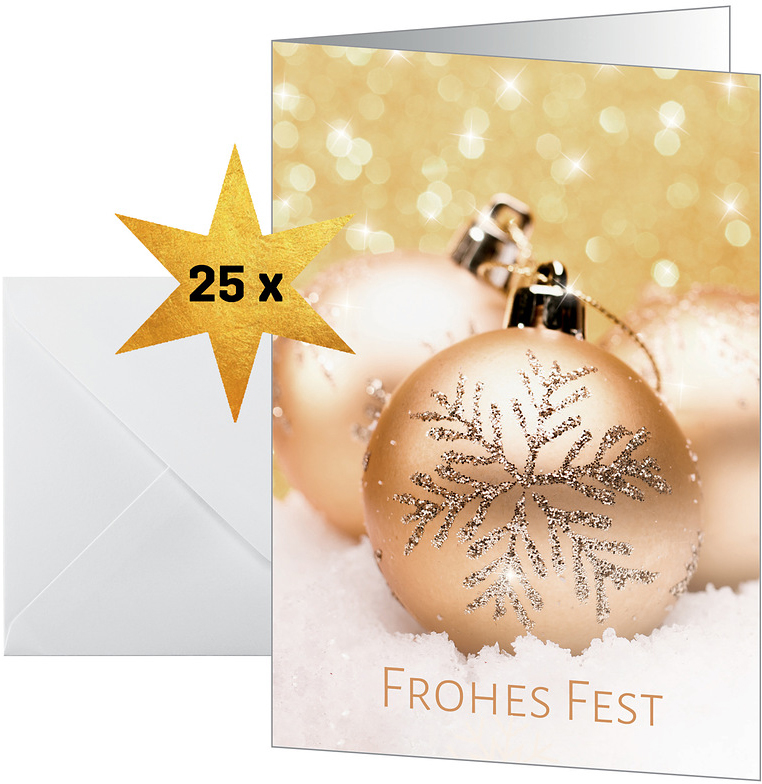 SIGEL-DS091-4004360786341 SIGEL Weihnachtskarten A6 DS091 Weihnachtskugeln 25 Stück – Bild 1