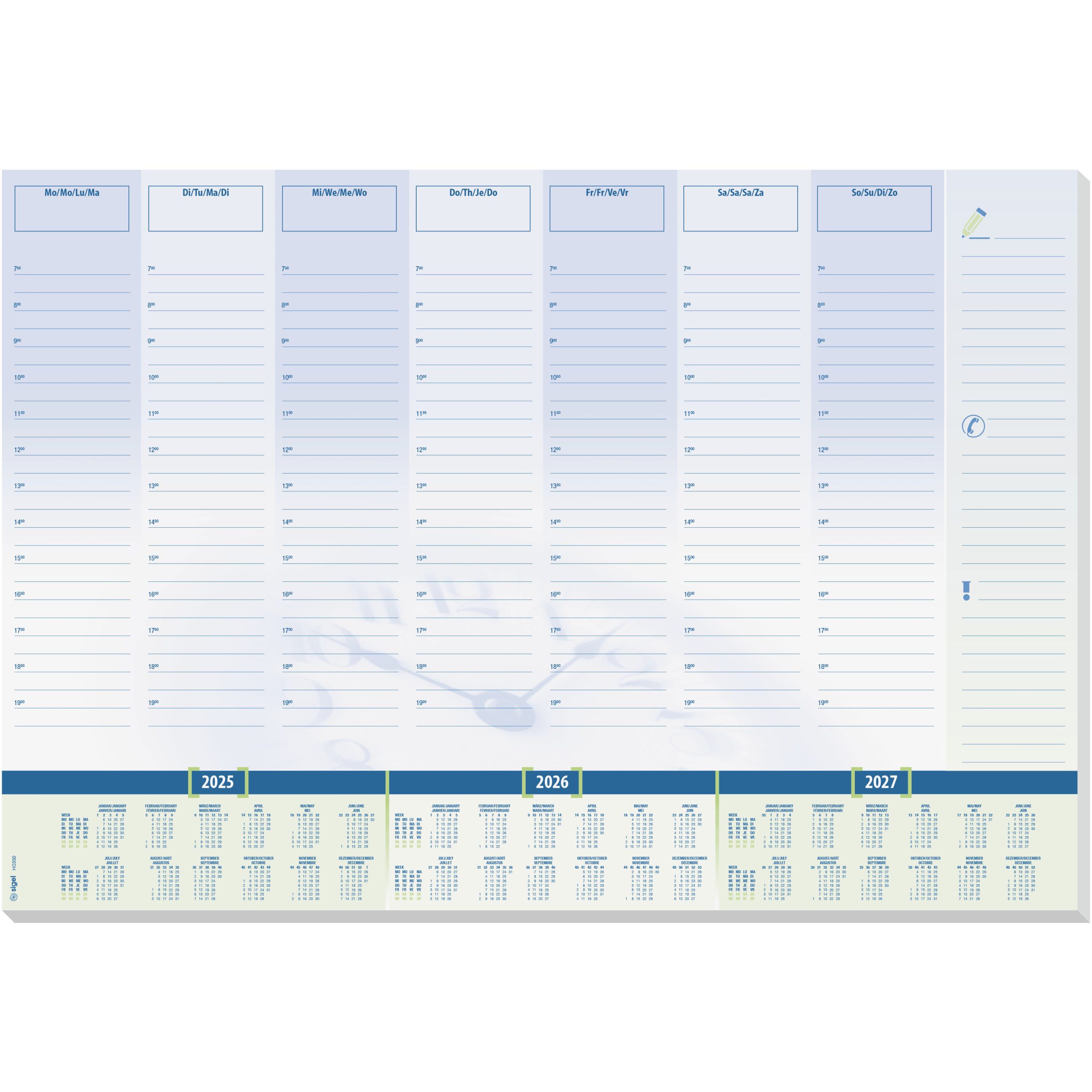 HO 355 16-18.indd SIGEL Schreibunt. Time 59.5x41cm H6350 blau, 30 Blatt 2026-28 – Bild 1