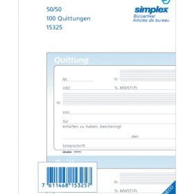 SIMPLEX Quittungen D A6 15325 weiss 50x2 Blatt