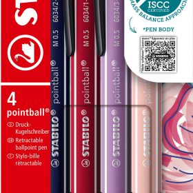 STABILO Kugelschreiber pointball 0.5mm 1508 assortiert, Wildflower 4 Stück