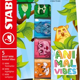 STABILO Textmarker Mini 2-5mm B-62416-10 Animal Vibes 5 Stück