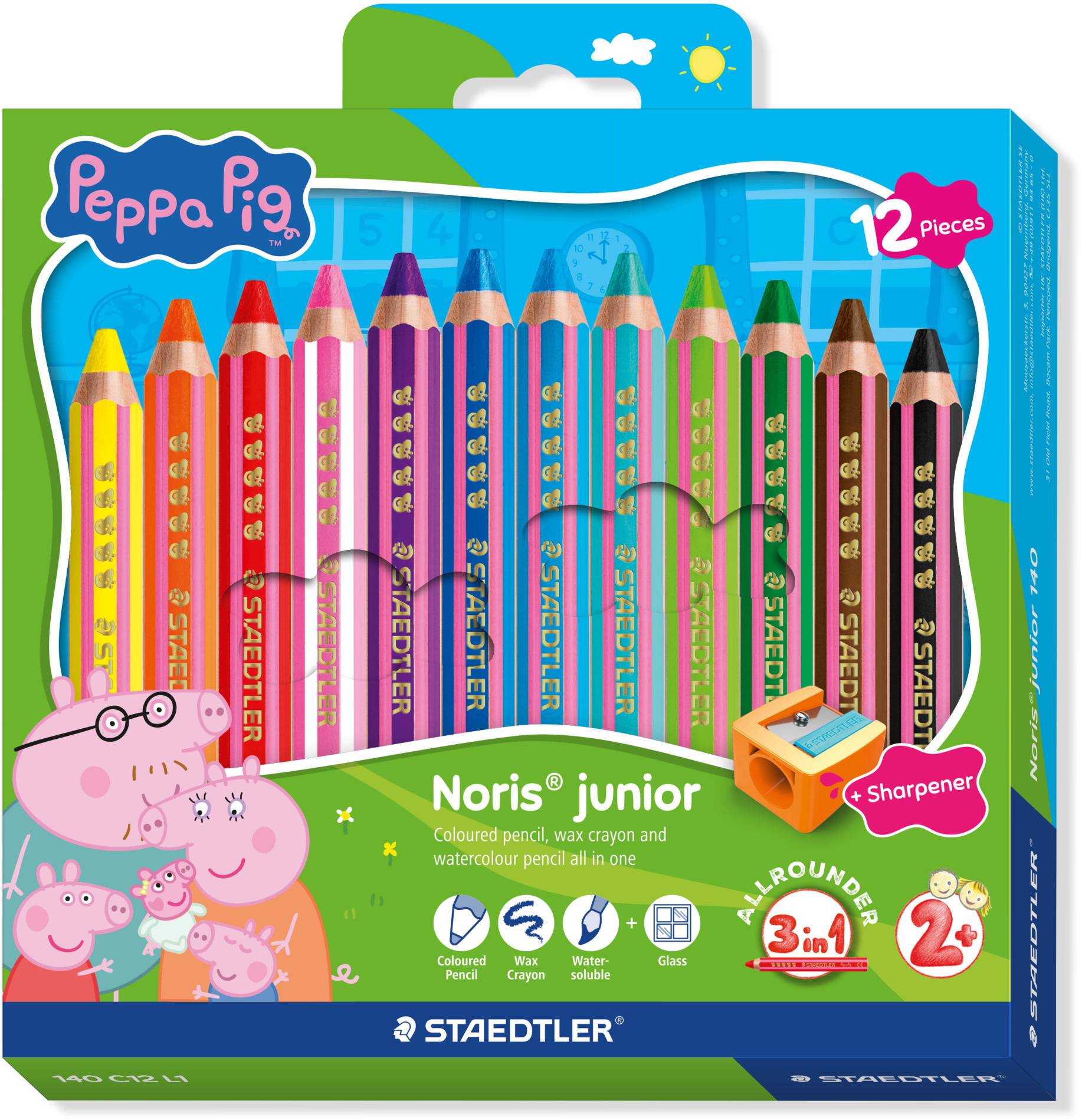 144NC12_12_V144NC1212_KE_ZW-RZ_170315.indd STAEDTLER Farbstifte Noris Peppa Pig 140C12L1 assortiert 12 Stück – Bild 1