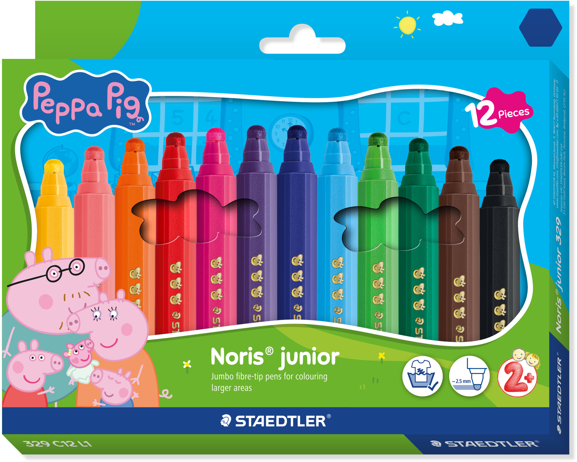 127NC12_13_V127NC1213_KE_ZW-RZ_170307.indd STAEDTLER Filzstifte Noris Peppa Pig 329C12L1 assortiert 12 Stück – Bild 1