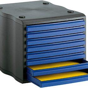 STYRO Schubladenbox styrowave 248-8550.39 schwarz/blau 8 Schubladen