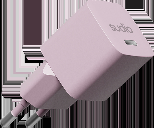 SUDIO-P1EUPNK-7350071386309 SUDIO USB-C GaN Wall Charger 25W P1EUPNK P1 EU, Pink – Bild 1