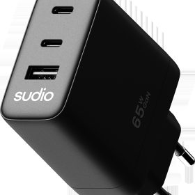 SUDIO USB-C GaN Wall Charger 65W P3EUBLK P3 EU, Black