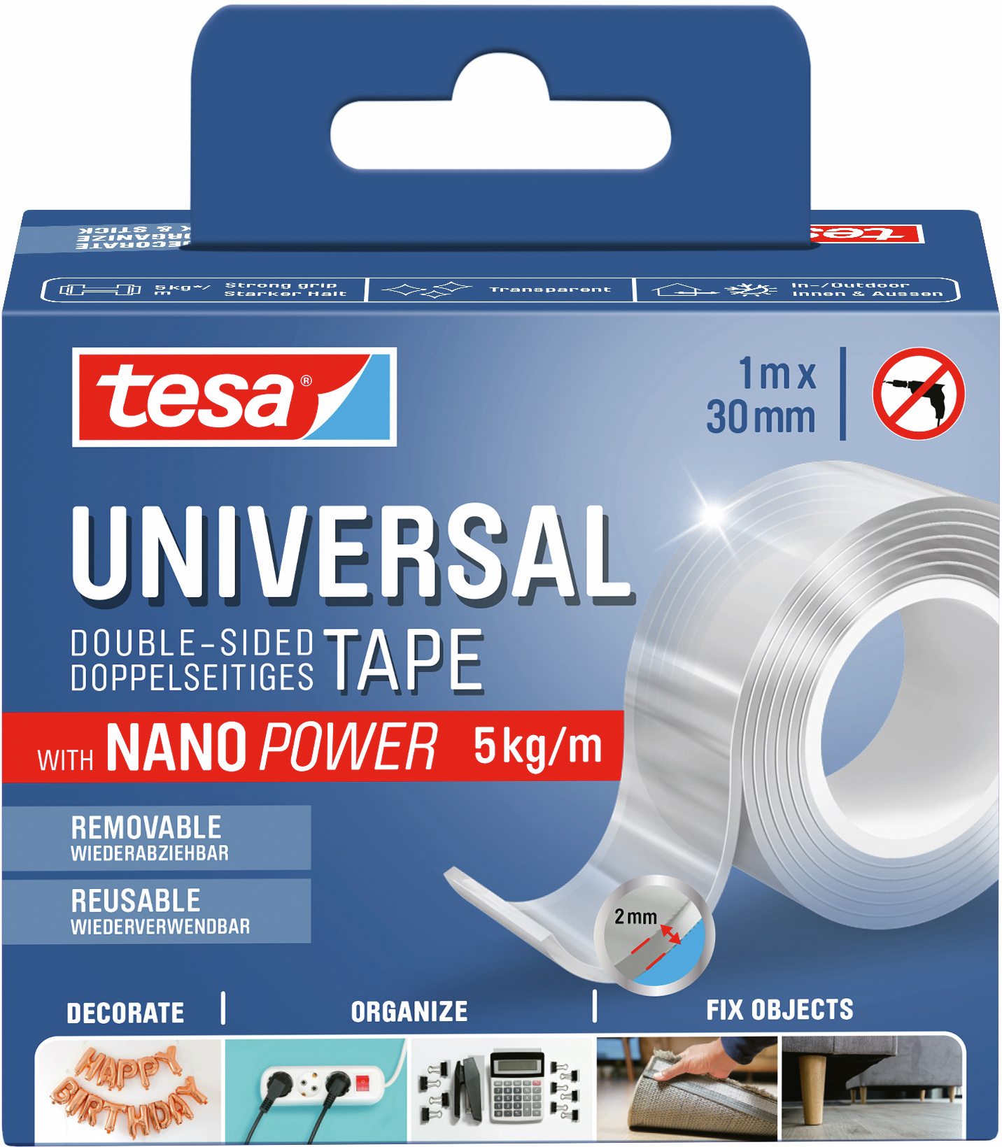 TESA-55810-00010-4063565621130 TESA Klebeband Nano Power 30mmx1m 55810-00010 doppelseitig – Bild 1