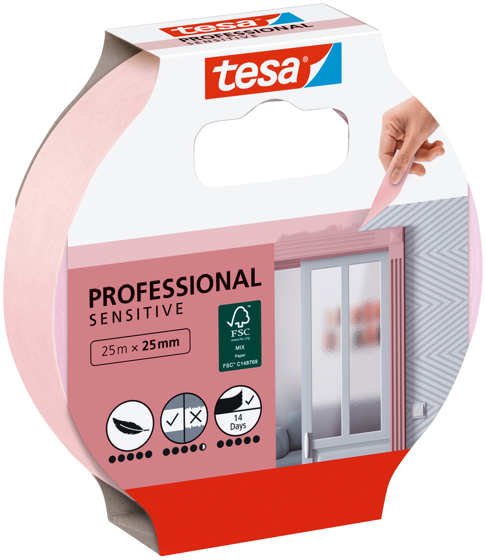 TESA-56260-00000-08-4042448149992 TESA Abdeckband 25mmx25m 56260-00000-08 Professional Sensitive pink – Bild 1