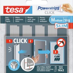 TESA Powerstrips Click Small 77721-00050 Slim, 5kg 16x2 Streifen