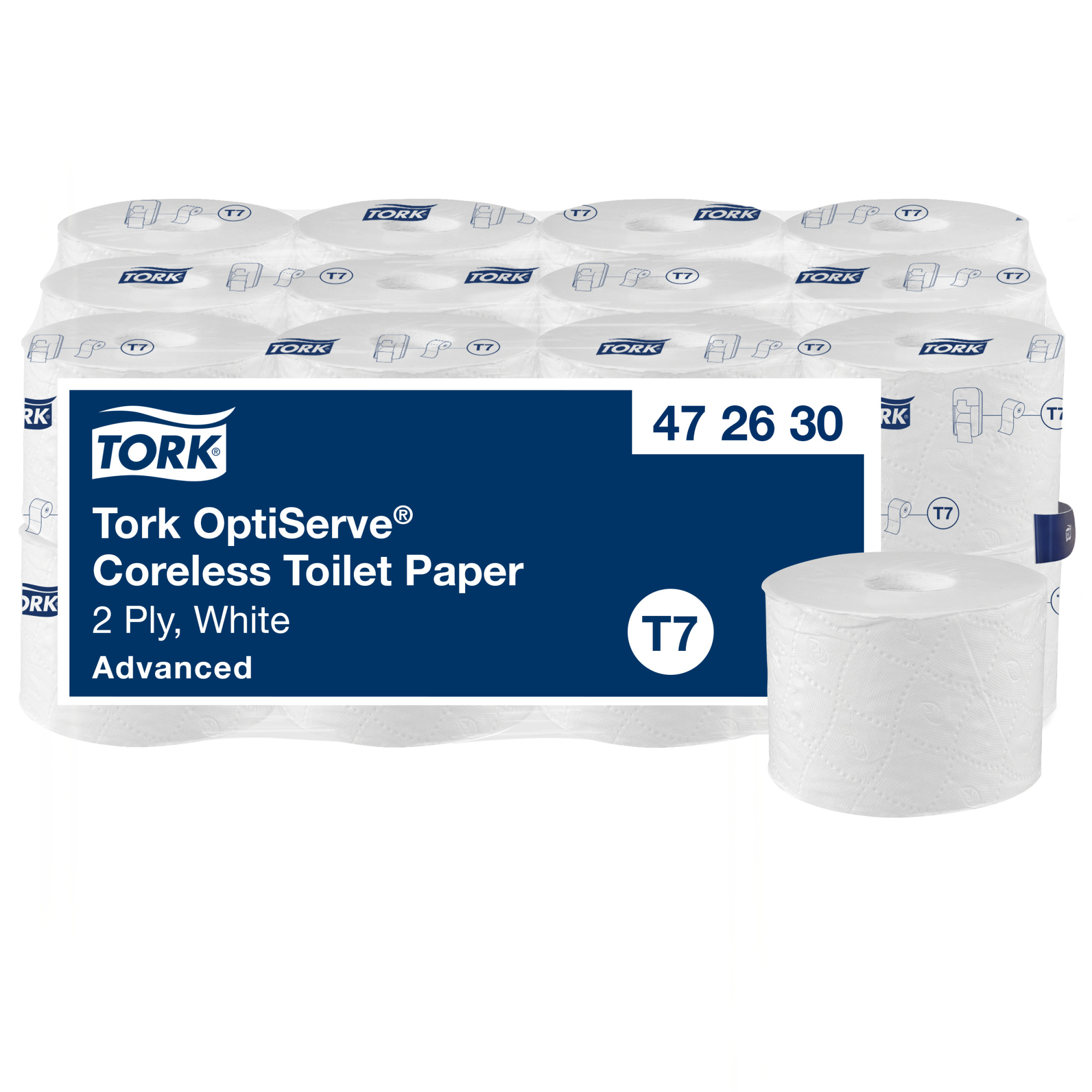TORK-472630-7322542403839 TORK Toilettenpapier T7 OptiServe® 472630 2-lagig 24 Rollen a 820 Blatt – Bild 1