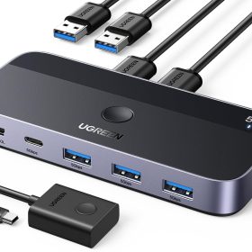 UGREEN 2x4 Sharing Switch Box 15705 USB 3.0 for 2PC's,Black