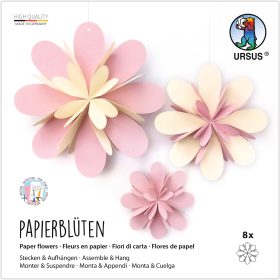 URSUS Papierblüten Set 22.5x22.5cm 24260002 300g, 2 Farben ass. 12 Blatt