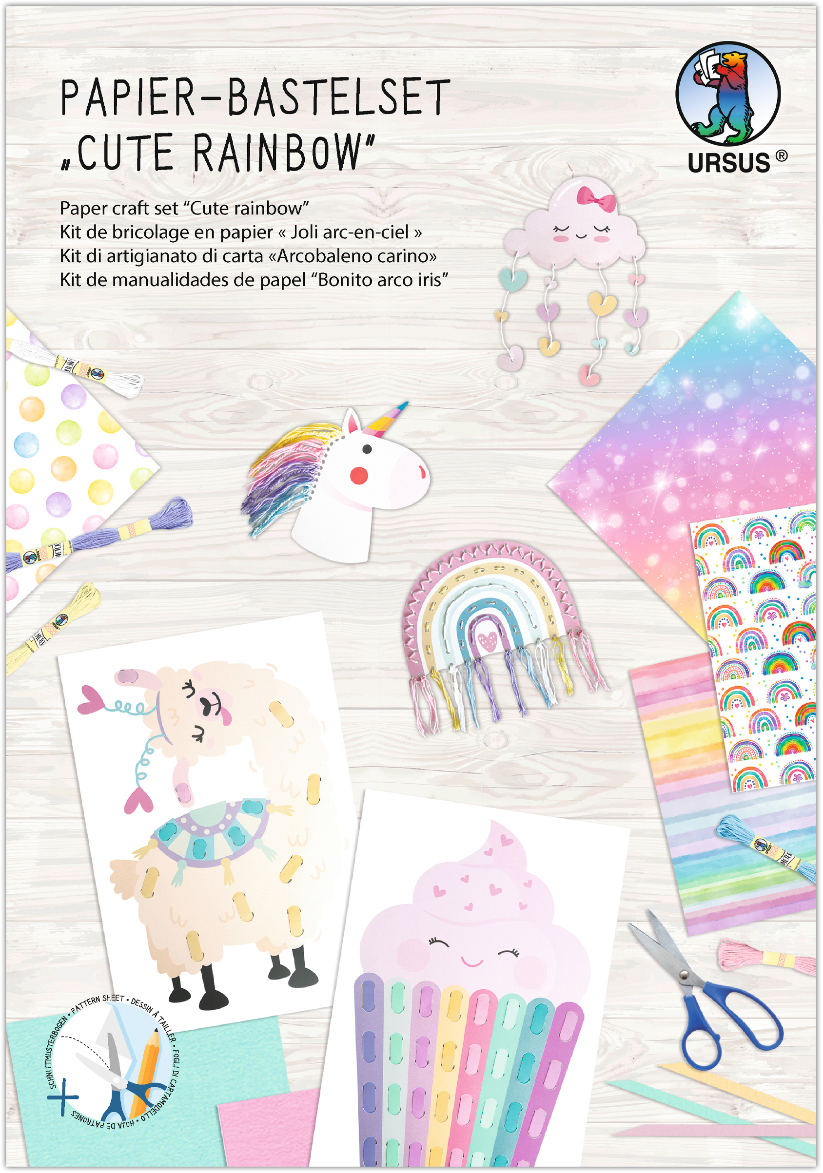 URSUS-8080001F-4008525253082 URSUS Papier-Bastelset 8080001F Cute Rainbow – Bild 1